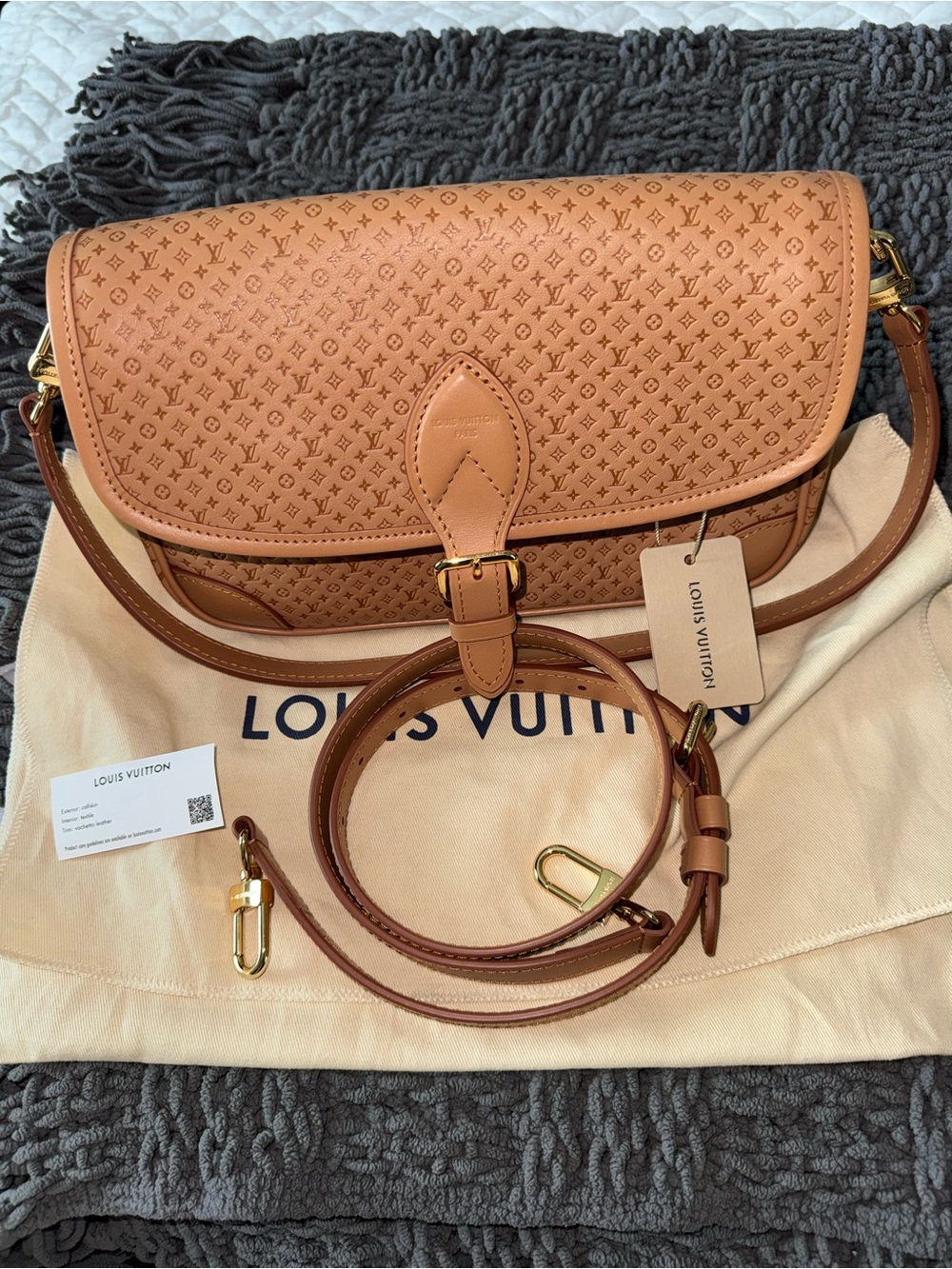 NWT Louis Vuitton Hazelnut Mini Monogram Embossed Leather Shoulder/Crossbody Bag